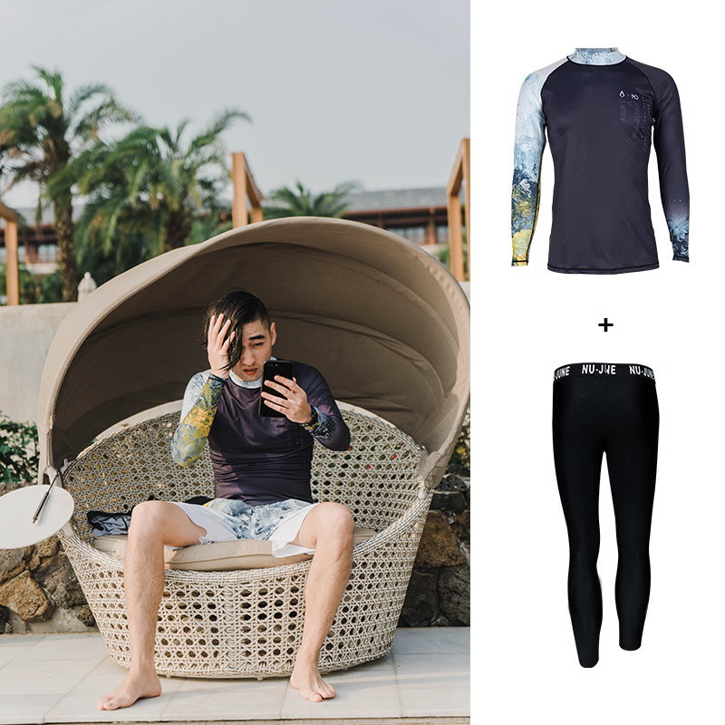 Sunset male shirt with black pants suit